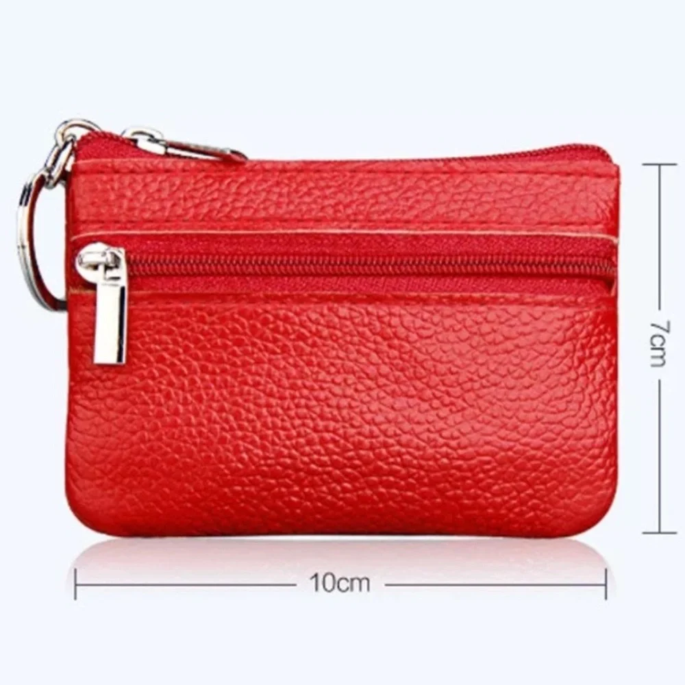 Genuine Leather Bright‎ Red Coin Purse or Small Wallet for Waist Bag/Fanny Pack